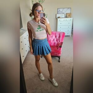 Forever 21 Blue Denim Skater Skirt